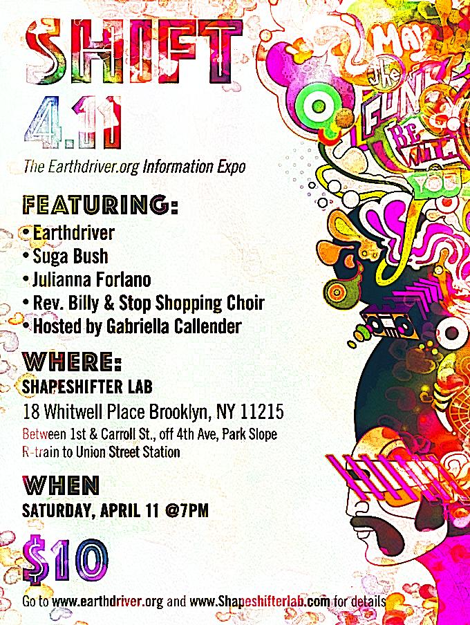 Earthdriver's tweet image. Reverend Billy, Julianna Forlano, Suga Bush, Earthdriver #SHIFT411 #ShapeshifterLab