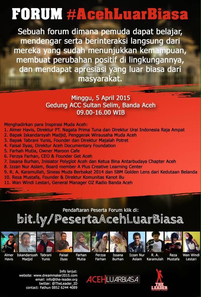 DreamMaker_ID's tweet photo. Forum @AcehLuarBiasa menjadi sesi terakhir di DreamMaker Camp 2015! Daftar segera! #dreammaker http://t.co/jR6TghKYlO