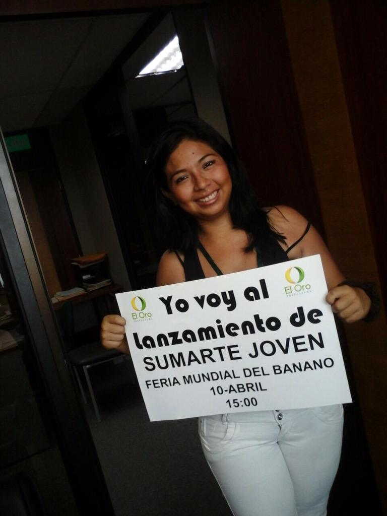 SumarteJoven's tweet photo. No te puedes perder el lanzamiento de #SumarteJoven el Viernes 10 de Abril en la Feria Mundial del Banano!! 15:00 hrs http://t.co/gchC0xXgoJ