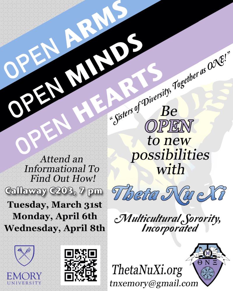TNX_Emory's tweet photo. Interested in Theta Nu Xi Multicultural Sorority, Inc at Emory University? Come find out what it takes! http://t.co/0BQvkrkl6Z
