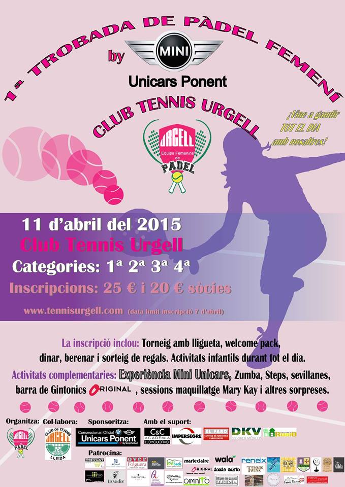 SolCambrilsPark's tweet photo. 1ª Trobada Pàdel Femeni @TennisUrgell @BMW__UNICARS @impersegre @DKVSeguros @RamonMestres @WalaEsports @donabalafia. http://t.co/moGA2gwmFn