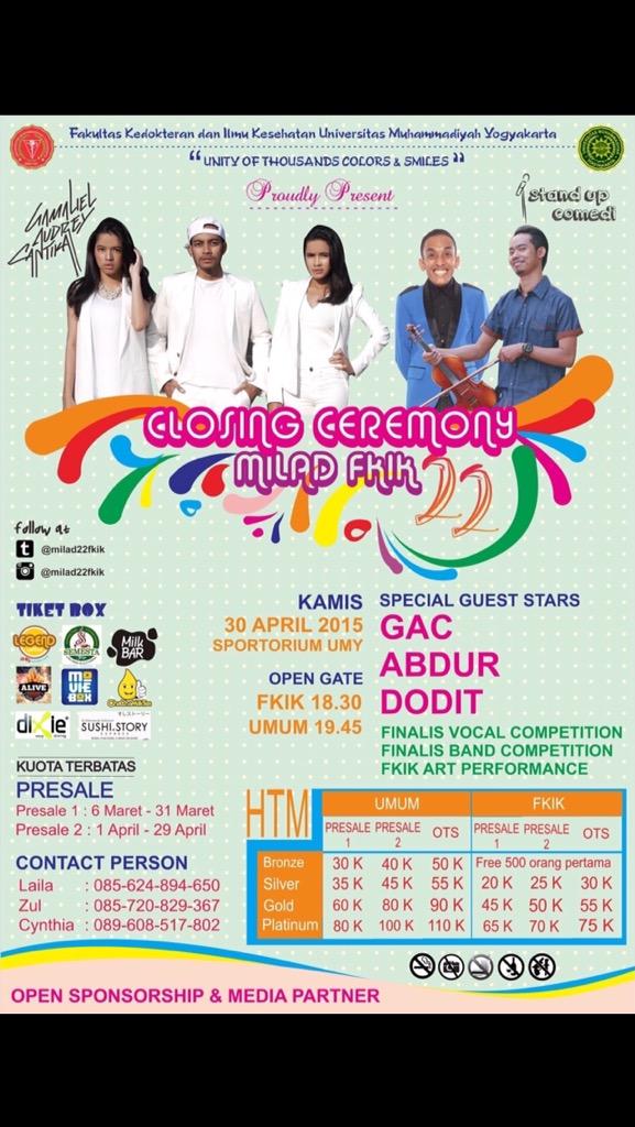 FKIK UMY Present : <a href="/GAC_music/">Gamaliél Audrey Cantika</a> <a href="/abdurarsyad/">Abdur Arsyad</a> <a href="/Dodit_Mulyanto/">Dodit Mulyanto</a> | HTM start from 30K | CP : 085624894650 Grab it fast guys