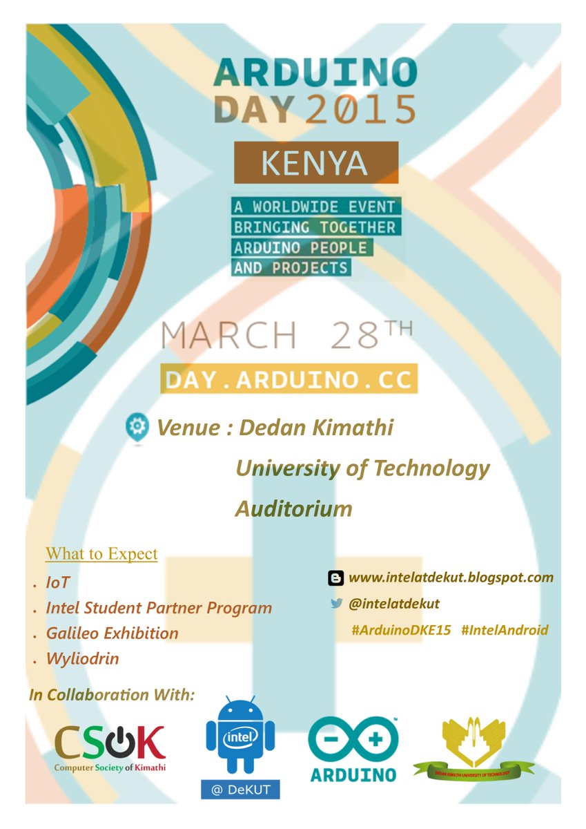 ikuamike's tweet image. Arduino Day 2015. This saturday at DKUT #ArduinoD15 #ArduinoDKE15 cc @IntelEastAfrica @IntelATDeKUT