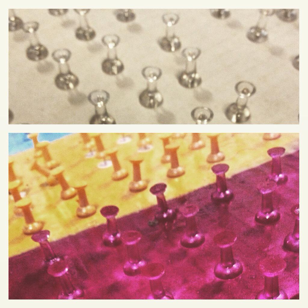 andreamadethat's tweet photo. Even our tacks are appropriately colored now. #cordmn #marcom #brandcave #spraypaint http://t.co/ZX1ArgAdzx