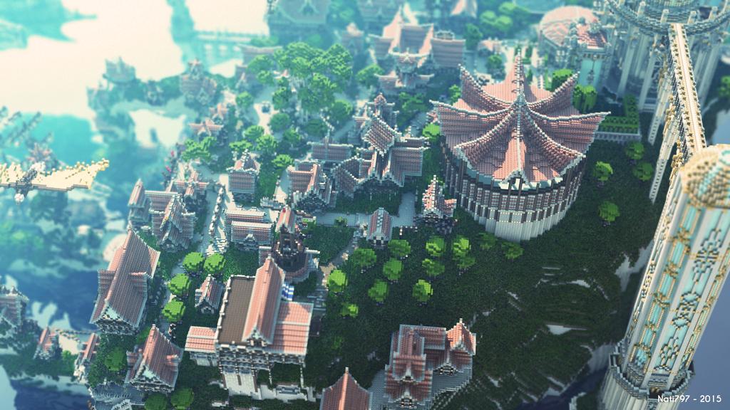 Nati797's tweet image. Daily Render #34: Renders of Avalon Port built by @CreativeNodeMC. Was a great build team and server!