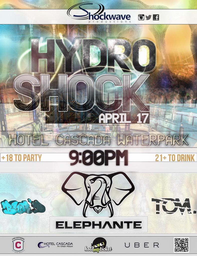 Shockwave_LLC's tweet image. We are pleased to announce that our headliner for Hydroshock will be Elephante! Mark you calendars for April 17th!!