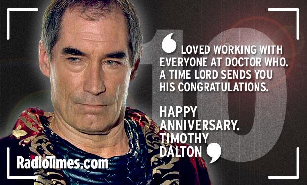 It\s Rassilon himself! Timothy Dalton wishes a happy 10th anniversary 