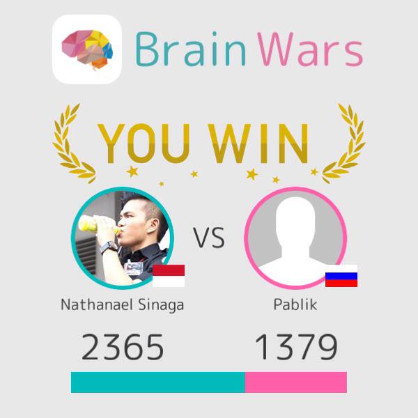 I challenged Pablik and won:) Challenge players from around the world! #BrainWars brainwarsapp.com