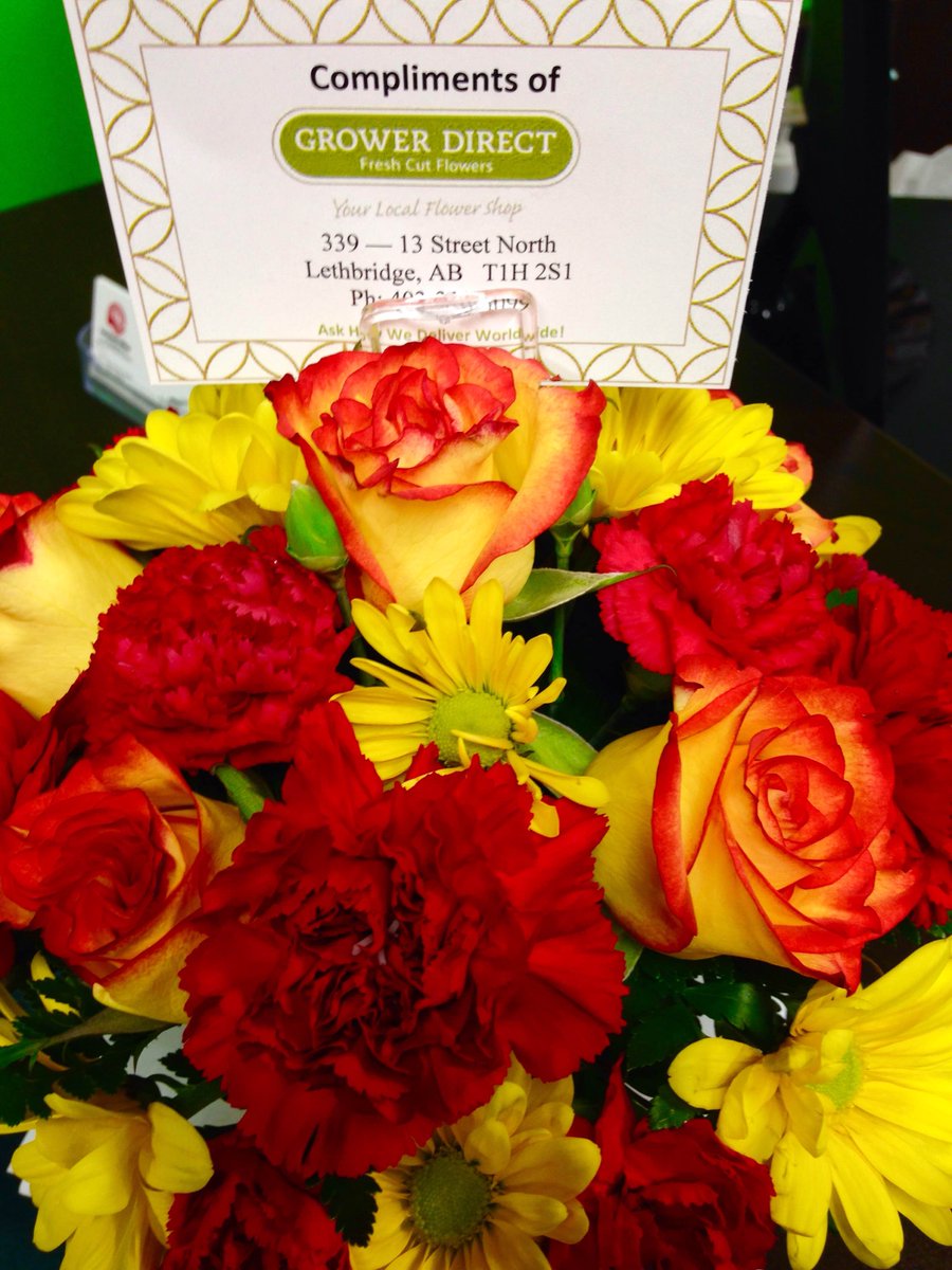 lethbridgeUW's tweet photo. TY @1077TheRiver for naming us Business of the Day! And to #GrowerDirect for the beauteous bouquet! #yql http://t.co/WBpLk8WwHH
