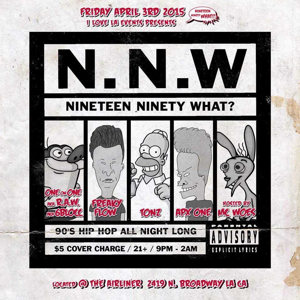 Freaky Flow (@djfreakyflow) on Twitter photo Can't wait for the next <a href="/Nineteen90What/">Nineteen Ninety What</a> with...
#OneOnOne
<a href="/DJFreakyFlow/">Freaky Flow</a>
<a href="/DJAPX1/">DJ APX 1</a>
<a href="/djtonz/">Tonz</a>
<a href="/mcwoes/">MC Woes</a>
Check the flyer: Can't wait for the next <a href="/Nineteen90What/">Nineteen Ninety What</a> with...
#OneOnOne
<a href="/DJFreakyFlow/">Freaky Flow</a>
<a href="/DJAPX1/">DJ APX 1</a>
<a href="/djtonz/">Tonz</a>
<a href="/mcwoes/">MC Woes</a>
Check the flyer: