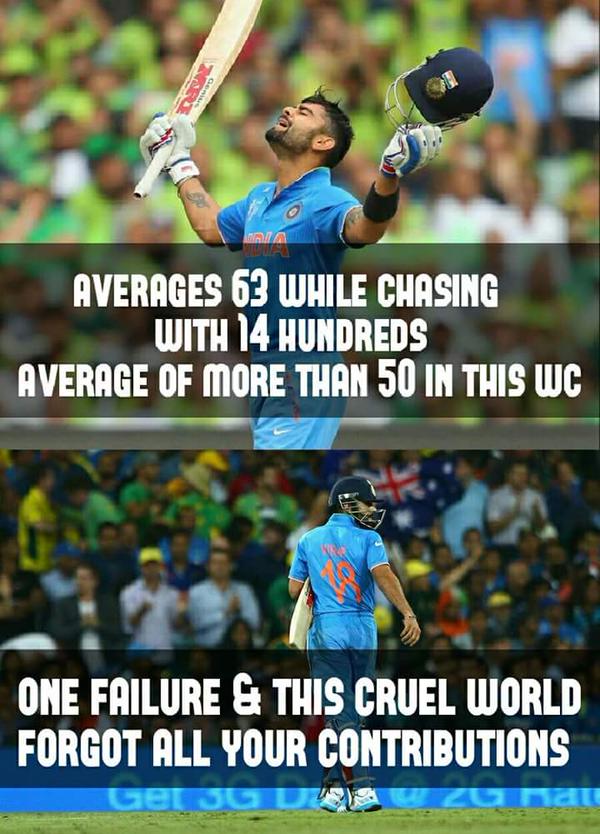 421hkN's tweet photo. MissH3ma: RT SirJadeja: The World Is Cruel, Very Cruel! #DareToBeDhoni #IndvsAus #AUSvIND #WeGaveItBack #CWC15 http://t.co/BCmTYjilil #P…