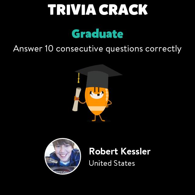 DinoSlasher120's tweet photo. I just unlocked the Graduate badge in Trivia Crack - http://t.co/lm53zVe47g http://t.co/HMHYtEWUME