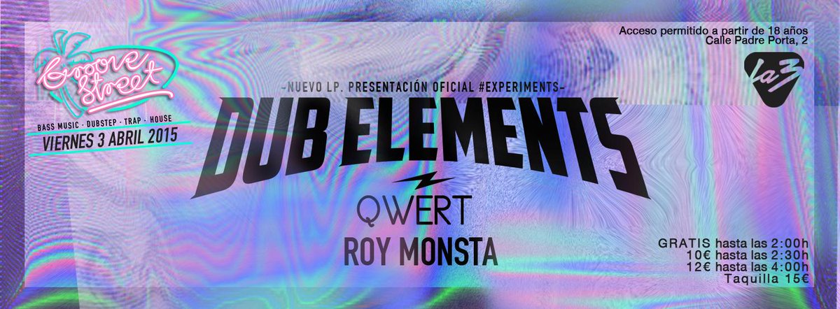 SORTEO! GANA 2 TICKETS • 3 abril • <a href="/La3Club/">La3 Club</a> con <a href="/DubElements/">DUB↯ELEMENTS</a> + <a href="/QWERT90s/">QWERT •••♡</a> + @RoyMonstaRM • Follow&amp;RT @GrooveStreetVlc