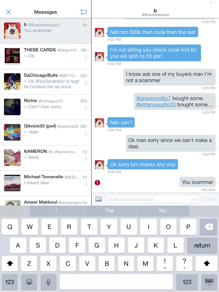 MTgenerator2k's tweet photo. 🚨🚨🚨 SCAMMER ALERT!!!!!!🚨🚨🚨🚨 says he has $50 psn!!!!! http://t.co/hYKwYmxVTC