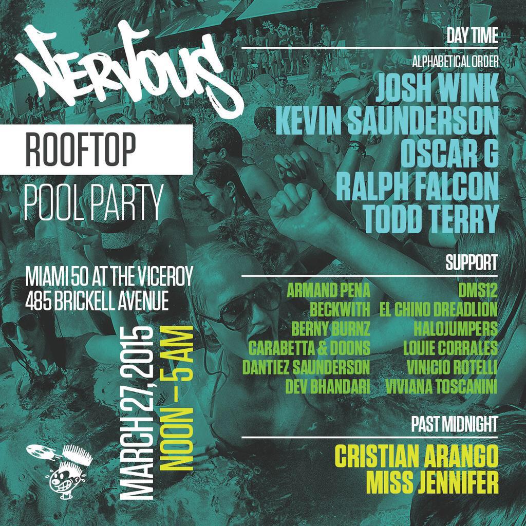 Friday 3/27: Nervous Rooftop Pool Party <a href="/FIFTYMiami/">FIFTYMiami</a> - Tickets m.wantickets.com/Events/ShowEve… > Promo Code: MEGACITY1 #WMC2015