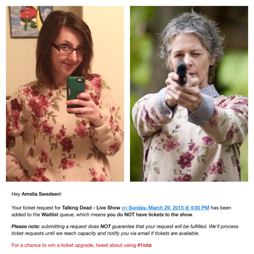 If I get Talking Dead tix from <a href="/1iota/">1iota</a> I'll wear Carol's sweater to the taping! :) #1iota #TWDFamily #carolscookies