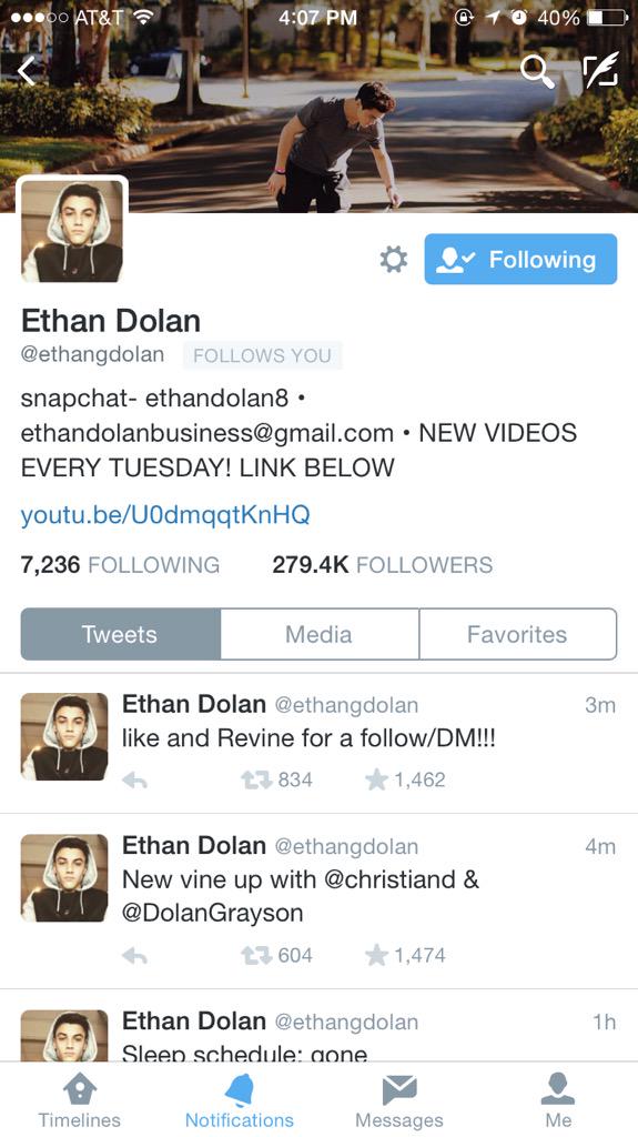 radassdolans's tweet photo. OMG OMG ETHAN FOLLOWED ME IM SO HAPPAY RN OMGHSISNSJSBABSJ http://t.co/z4tzhxK7Jz