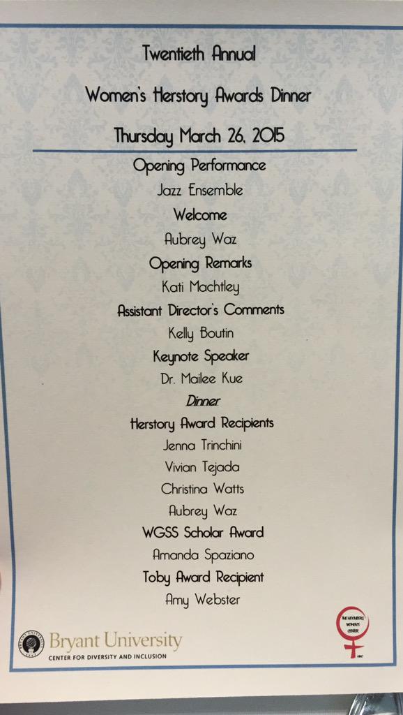 We're at the Women's Herstory Awards Dinner!!! @BryantWomen <a href="/BryantDiversity/">Bryant Diversity</a>