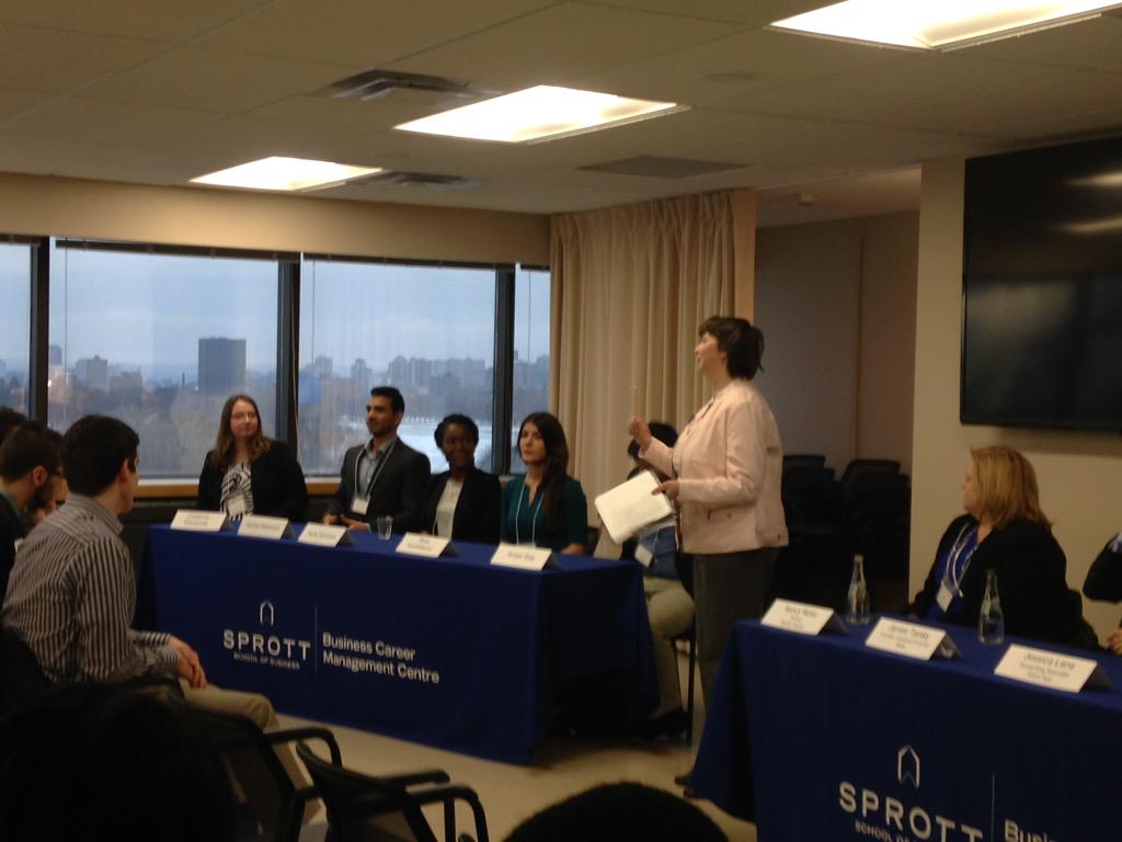 SprottCareers's tweet photo. Upper year student panel is providing networking advice to help students when recruitment season comes http://t.co/lp1O1eJ1F8