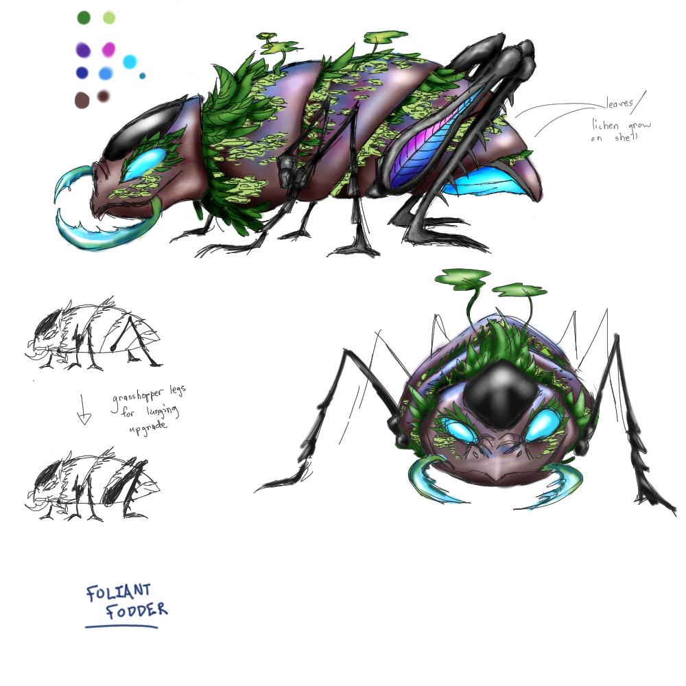 Here's some concept art work for one of our basic melee monsters, the Foliant Fodder! #aroomtoofar #artf_concept
