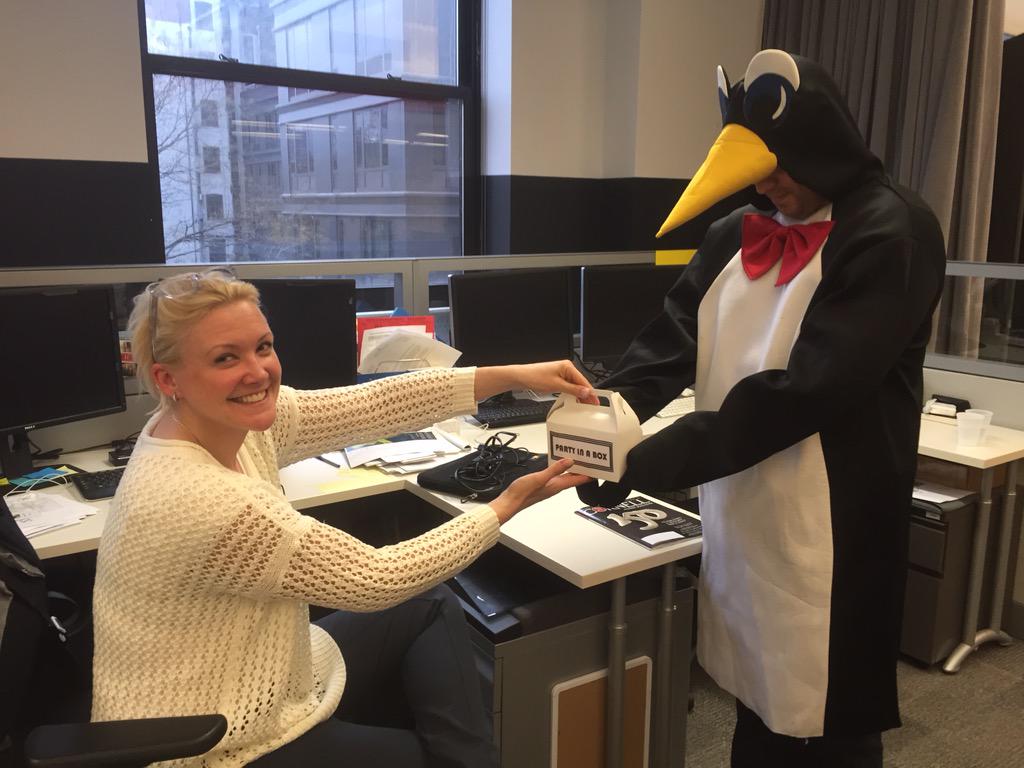 partyboxnyc's tweet photo. #partypenguin is at it again! Enjoy you #partyinabox @Christine_Sneva and share it with your friends #party http://t.co/6Dh7hyXYBG