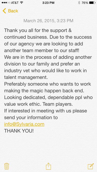 LOOKING TO ADD A TEAM PLAYER TO OUR STAFF. Preferably an industry vet who knows the business of adult<a href="/tag/porn"class="tags"><span>#porn</span></a><a href="/tag/starlet"class="tags"><span>#starlet</span></a><a href="/tag/sylvaria"class="tags"><span>#sylvaria</span></a>