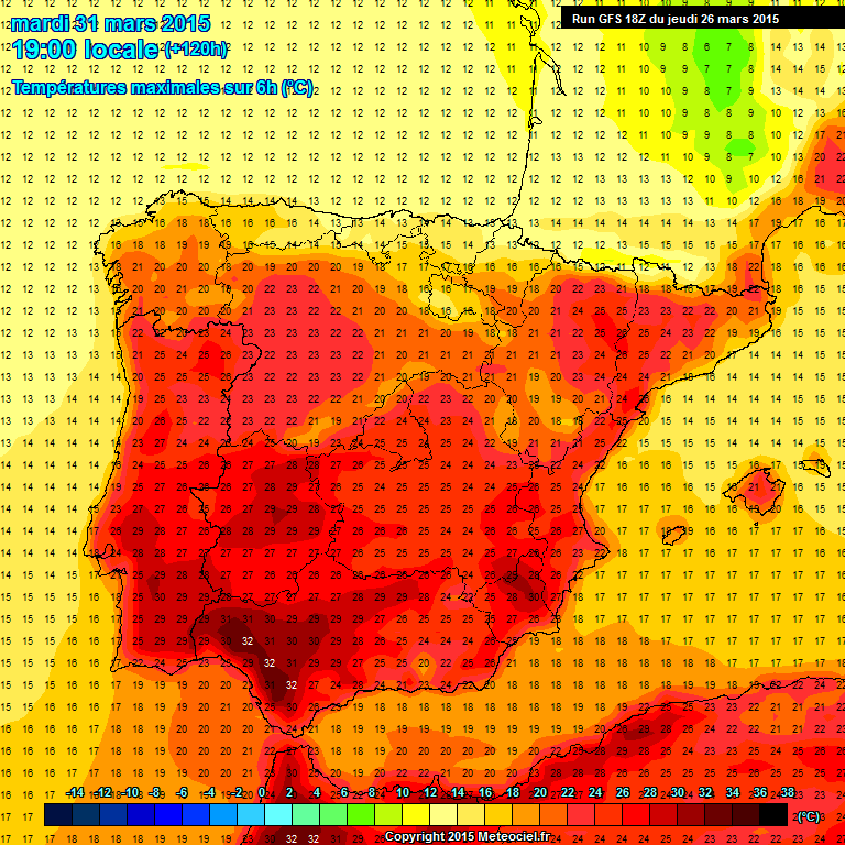 MeteoUtrera's tweet photo. Ojo a las temperaturas máximas estimadas primeros días #SSantaUtrera, + altas de lo normal para estas fechas, 30º 32º http://t.co/EMctA9iEKn