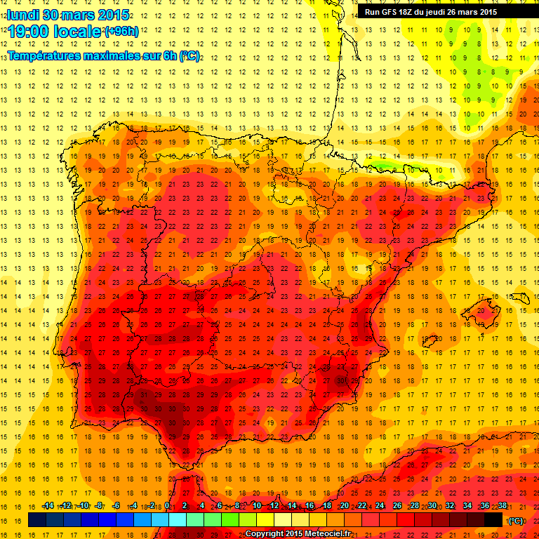 MeteoUtrera's tweet photo. Ojo a las temperaturas máximas estimadas primeros días #SSantaUtrera, + altas de lo normal para estas fechas, 30º 32º http://t.co/EMctA9iEKn