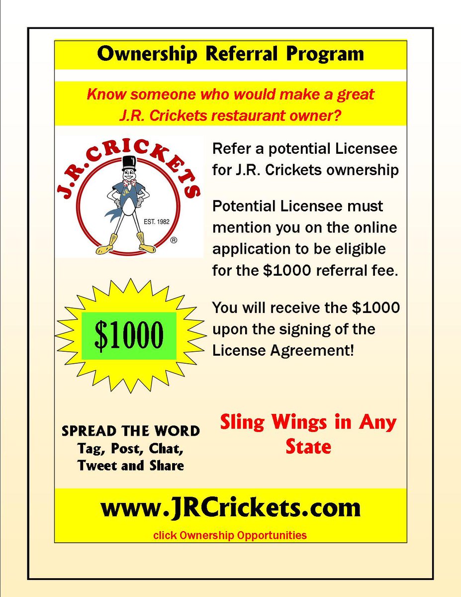 JRCricketsOrig's tweet photo. Make $1000 Now. Refer friends, family and colleagues.  Please retweet. http://t.co/iWTzQblnFY