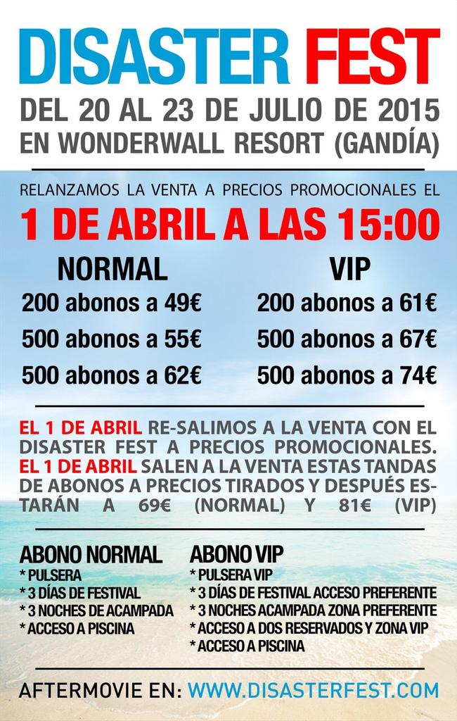 Lore_RrppVito's tweet photo. 1 DE ABRIL: VENTA ABONOS @DisasterFest EN: https://t.co/sGwFwZO2xK Compra el tuyo a precio de chollo! #DisasterFest http://t.co/WabduxAnA0