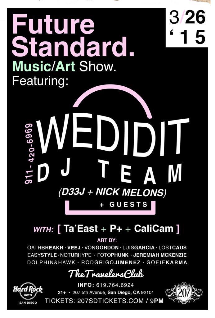 dauche's tweet image. TONIGHT | #FutureStandard Art/Music show featuring @TaEast, @Bdotwatt, @CaliCam, @veeejzilla &amp;amp; more at @HardRockSD.