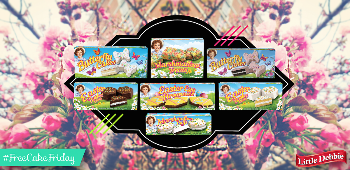 LittleDebbie's tweet photo. Hip hip hooray for #FreeCakeFriday! RT &amp; Follow now for your chance to win a mixed case of spring treats! http://t.co/up4X7IBr3g