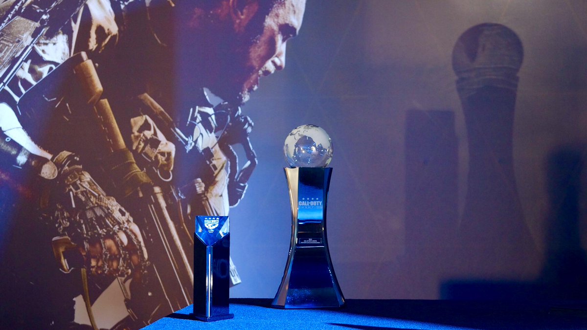 CODLeague's tweet image. The #CODChamps Trophy with the new @CODE4Vets #CODChampsMVP Trophy! Help decide the winner: bit.ly/1NfhcZU