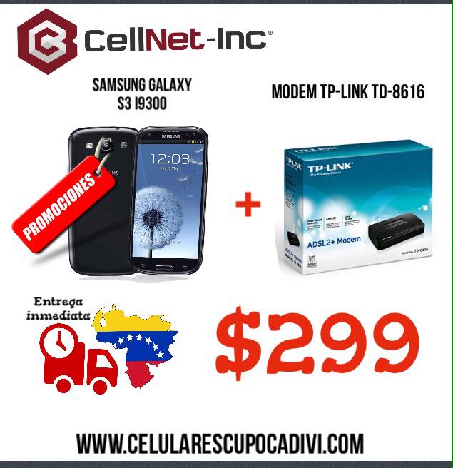 VentasCellNet's tweet image. #Promoción #VentasCellNet 
#Samsung Galaxy s3 i9300 ➕ #mondem TP-link TD-8616 =  💲299