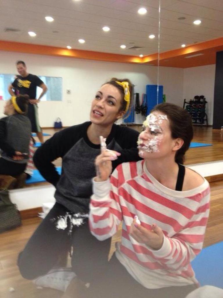 POUNDfit's tweet photo. #TBT to that one time we had a cake fight during training in Cancun. #maturityrocks http://t.co/P1Ld0dynoh