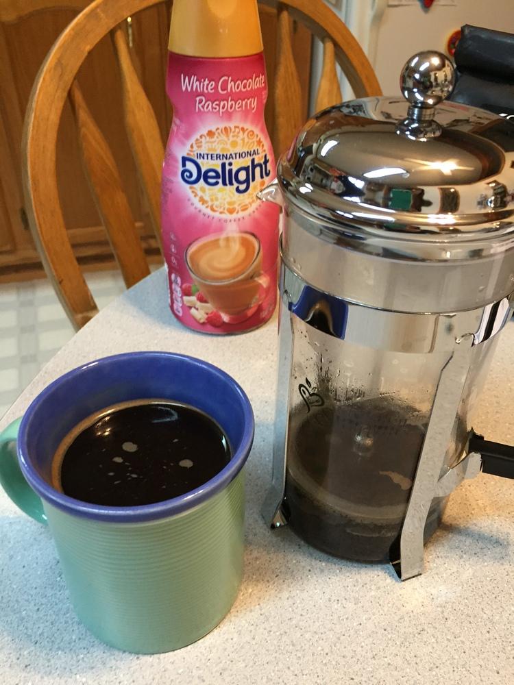 xboxer1967's tweet photo. My new french press, favorite creamer and the finished product, a perfect cup of coffee!  #TheIndisposables #ad http://t.co/HPco5WxkEa