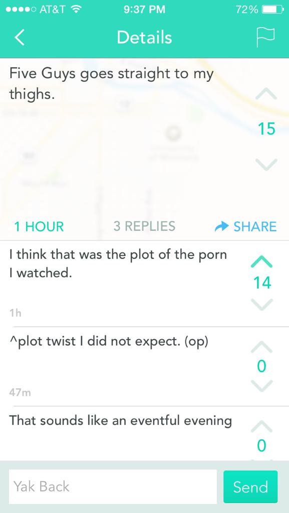 onewritenout's tweet photo. 😂😂😂😂 fucking college yik yaks man👍 http://t.co/f3ZEFL4WMw