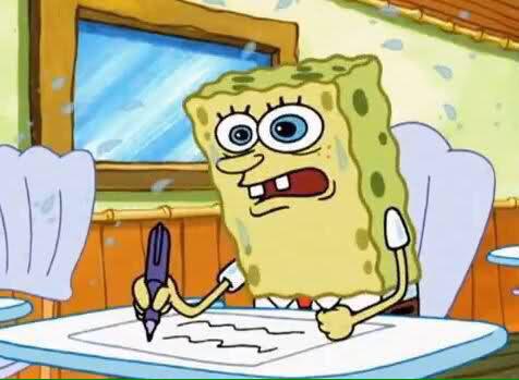 ReactsSpongebob's tweet photo. When you have 5 minutes left in class and you haven't finished the test http://t.co/sGDEkAvfuQ