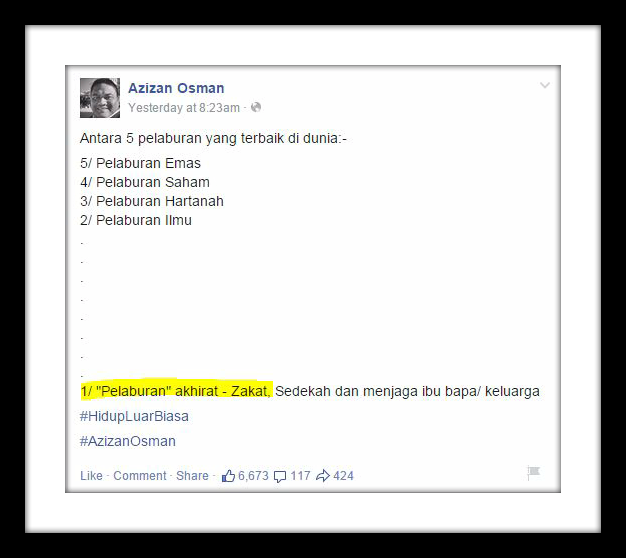 ppzwp's tweet photo. Menurut Dr Azizan Osman :
5 Pelaburan Terbaik Dunia ialah....... http://t.co/oGNNQ1eUvi