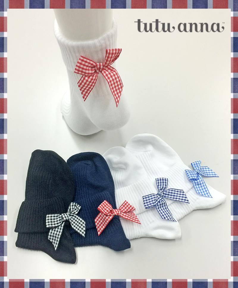 チュチュアンナ チュチュアンナの靴下 うしろにギンガムチェックのリボンつき 折り返しチェックリボン付きソックス 378 白ソックスのリボンは 赤 水色 紺の3種類あります ぜひお店でチェックしてみてください Http T Co X7d3sq3z2s Twitter