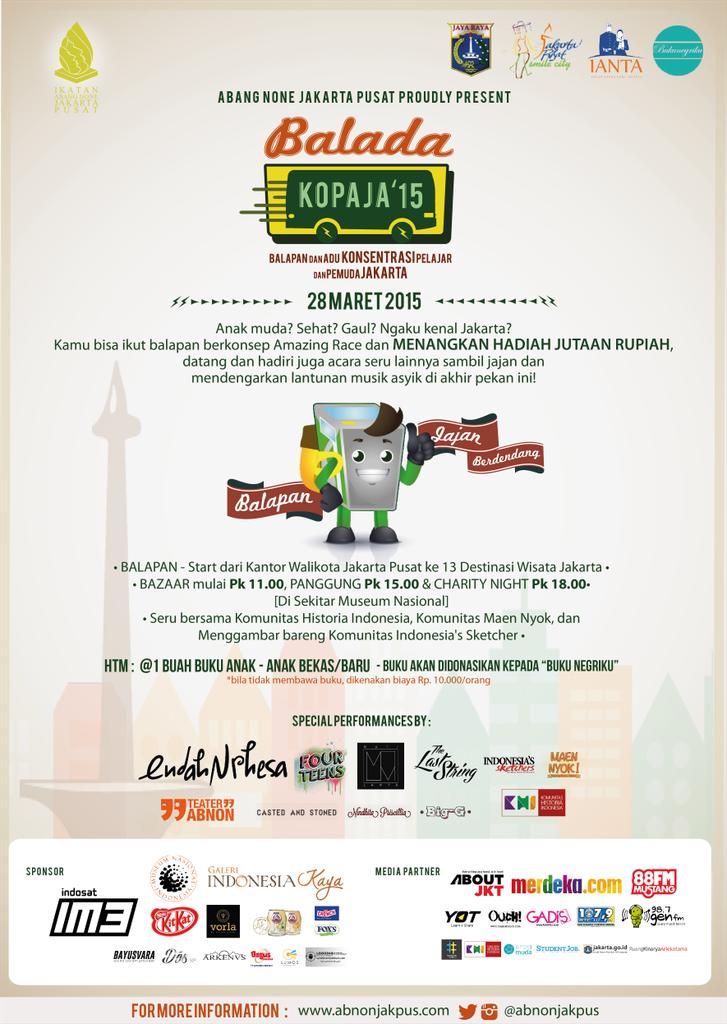 Besok 3 PM - 9 PM. Kami mensupport perlengkapan panggung musik acara @abnonjakpus yg kece ini :D ada <a href="/endahNrhesa/">Endah N Rhesa | endahnrhesa.tez</a> jg.