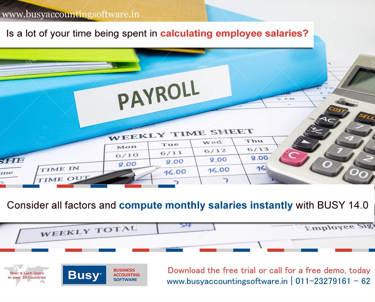 BusySoft's tweet photo. Instantly Calculate Employee Salaries with BUSY !
Download FREE TRIAL http://t.co/bmjkGf6zgA or CALL 011-23279161-62 http://t.co/Pfl3JV0ZdD