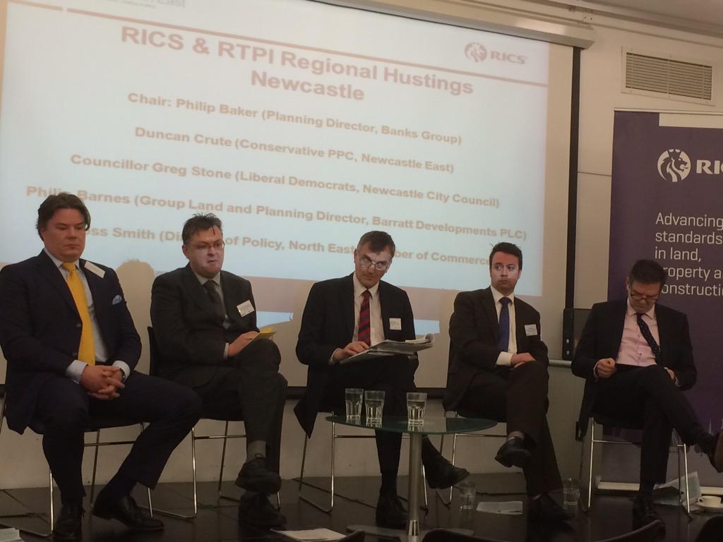 TM_Wainwright's tweet photo. Great @RICSnews @RTPIPlanners debate in Newcastle for #PropertyinPolitics #BatleForNumber10 #developers #GE2015 http://t.co/KOX0xMYloq