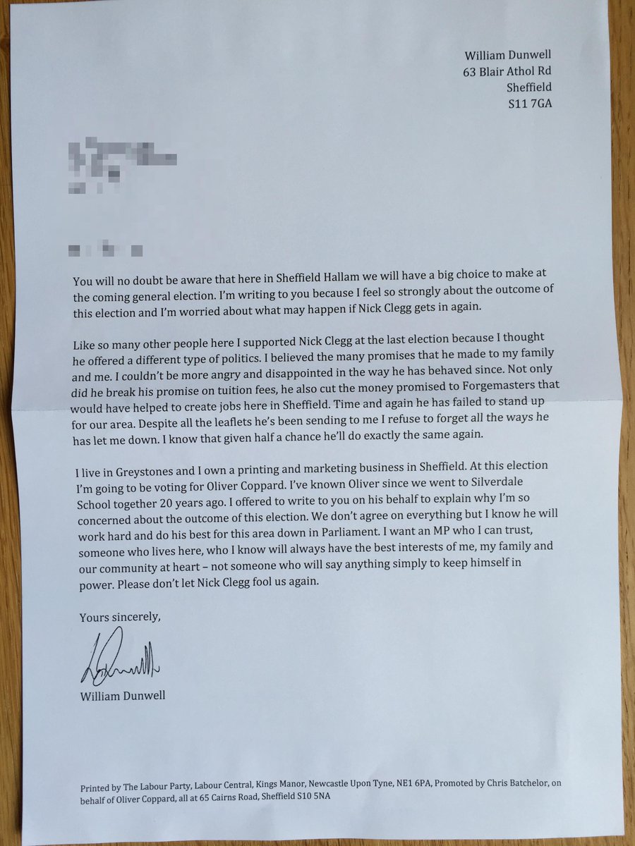 Sheffield Hallam (@sheffieldhallam) on Twitter photo Personally addressed letter today from Labour Party, from a school friend of local labour candidate <a href="/MSmithsonPB/">Mike Smithson</a> Personally addressed letter today from Labour Party, from a school friend of local labour candidate <a href="/MSmithsonPB/">Mike Smithson</a>