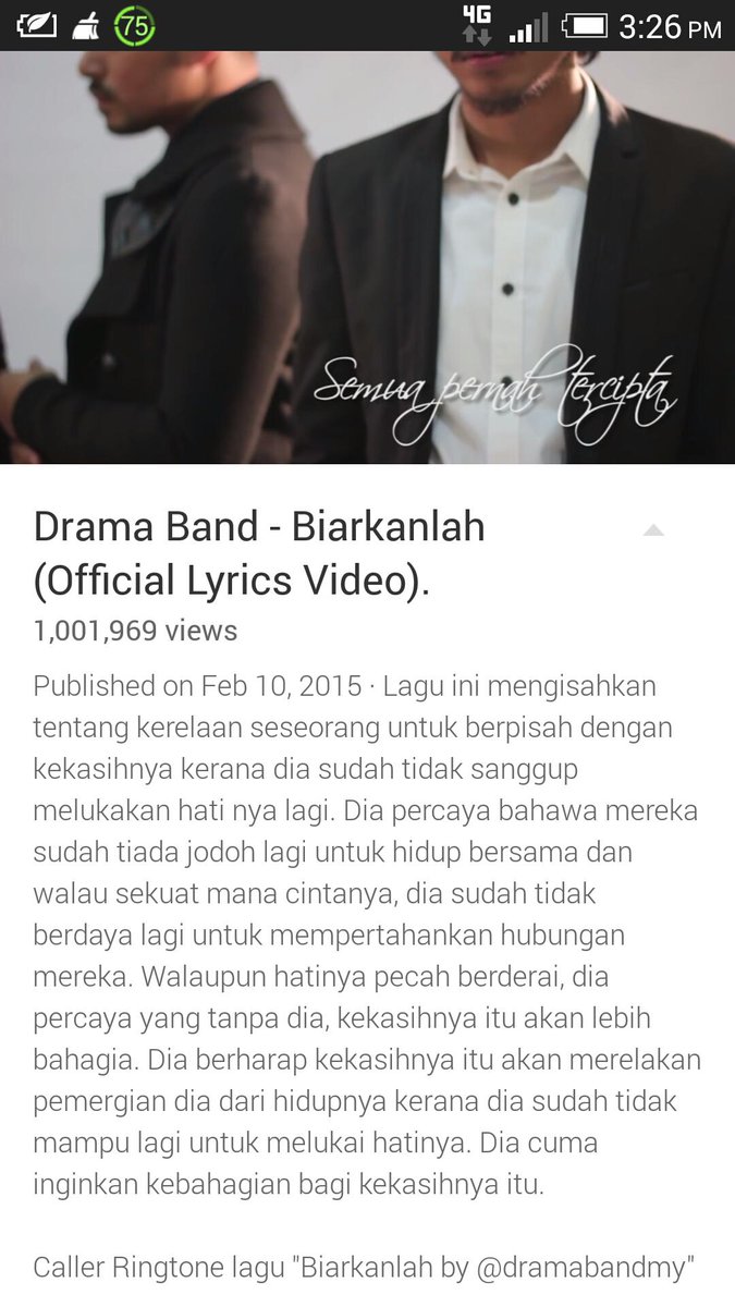 faeezikhwan's tweet photo. Nampak x views tu?Haaa..Nak ckp ni, Korang mmg AWESOME!2 bln je,tp dh 1juta views?!AWESOME! @DramaBandMY @DramaticsMY http://t.co/XnhpNbKrtC