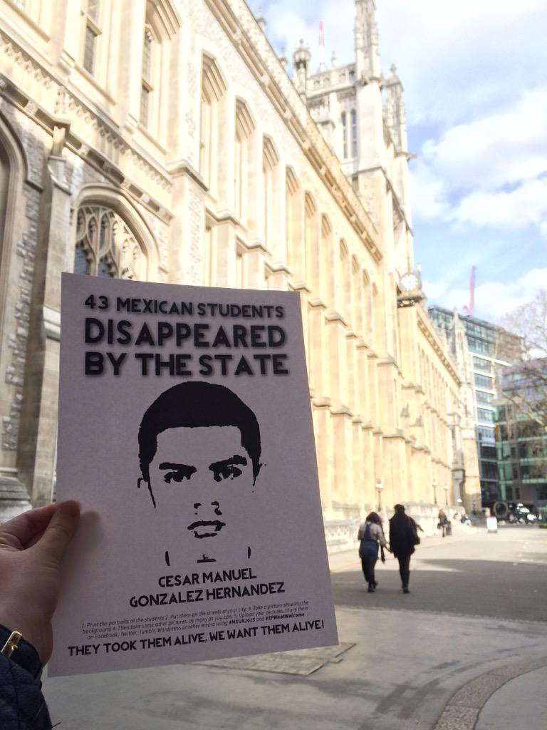 KCLPEN's tweet photo. KCL Student PEN support the 43 Mexican students who disappeared 6 months ago #MXUK2015 #StudentPENforAyotzinapa http://t.co/oMz9o5IFk7