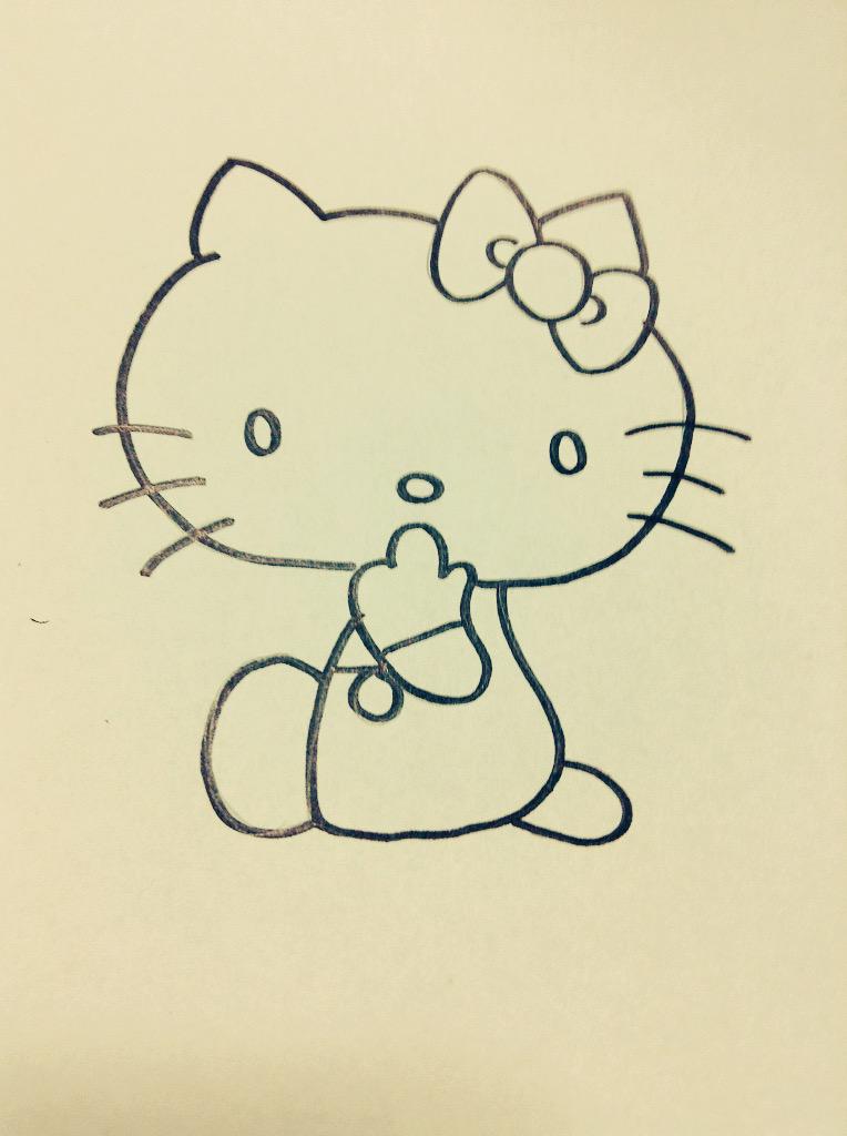 OssanDesign's tweet photo. キティちゃん描いてみよう。
という新たな試みね。

（途中経過） http://t.co/vvVrtx2zDq