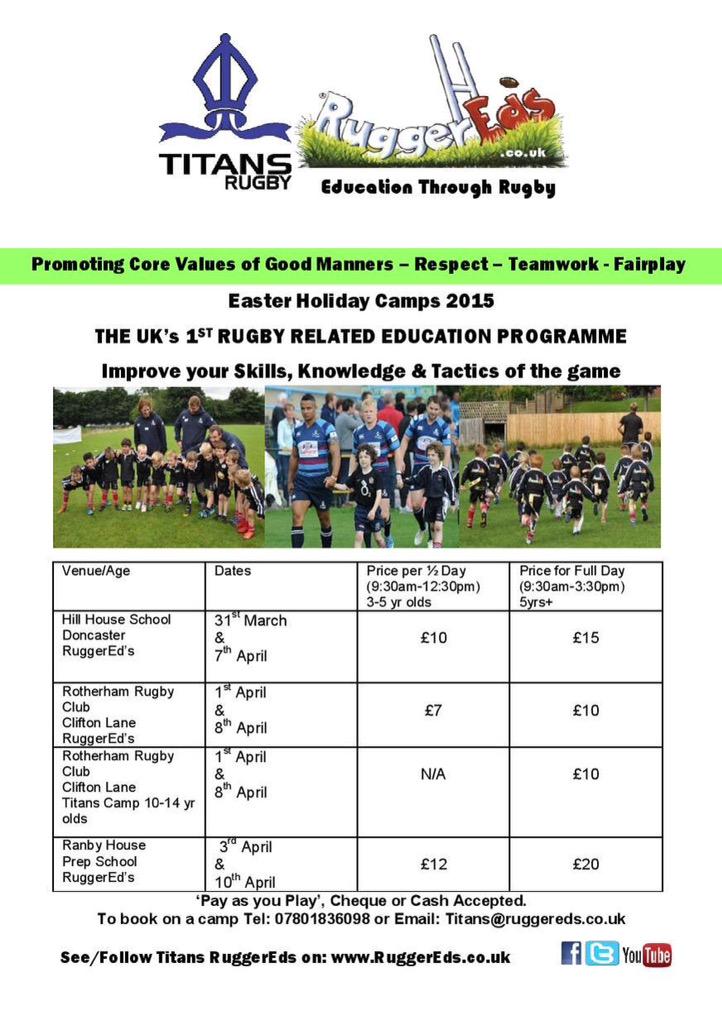 There's still time to book your child onto <a href="/TitansRuggerEds/">Titans RuggerEds</a> Easter Camp

#rotherhamiswonderful #doncasterisgreat