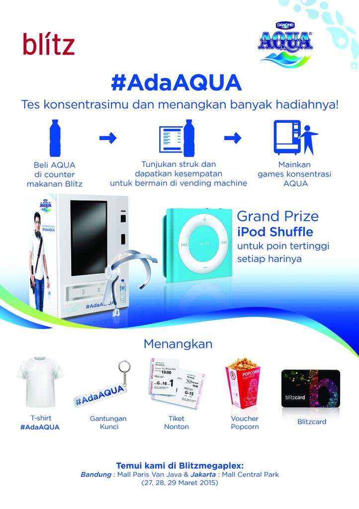 sehatAQUA's tweet photo. Tes konsentrasi kamu di vending machine #AdaAQUA @blitzmegaplex Jakarta &amp; Bandung. Banyak hadiah menarik lho di sana! http://t.co/qooIuSMuqy