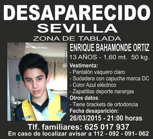 EPAndalucia's tweet photo. Denuncian la desaparición de un menor de 13 años este jueves en la zona de Tablada #Sevillahoy http://t.co/e2UDz02rzt http://t.co/bEJfcBiSva